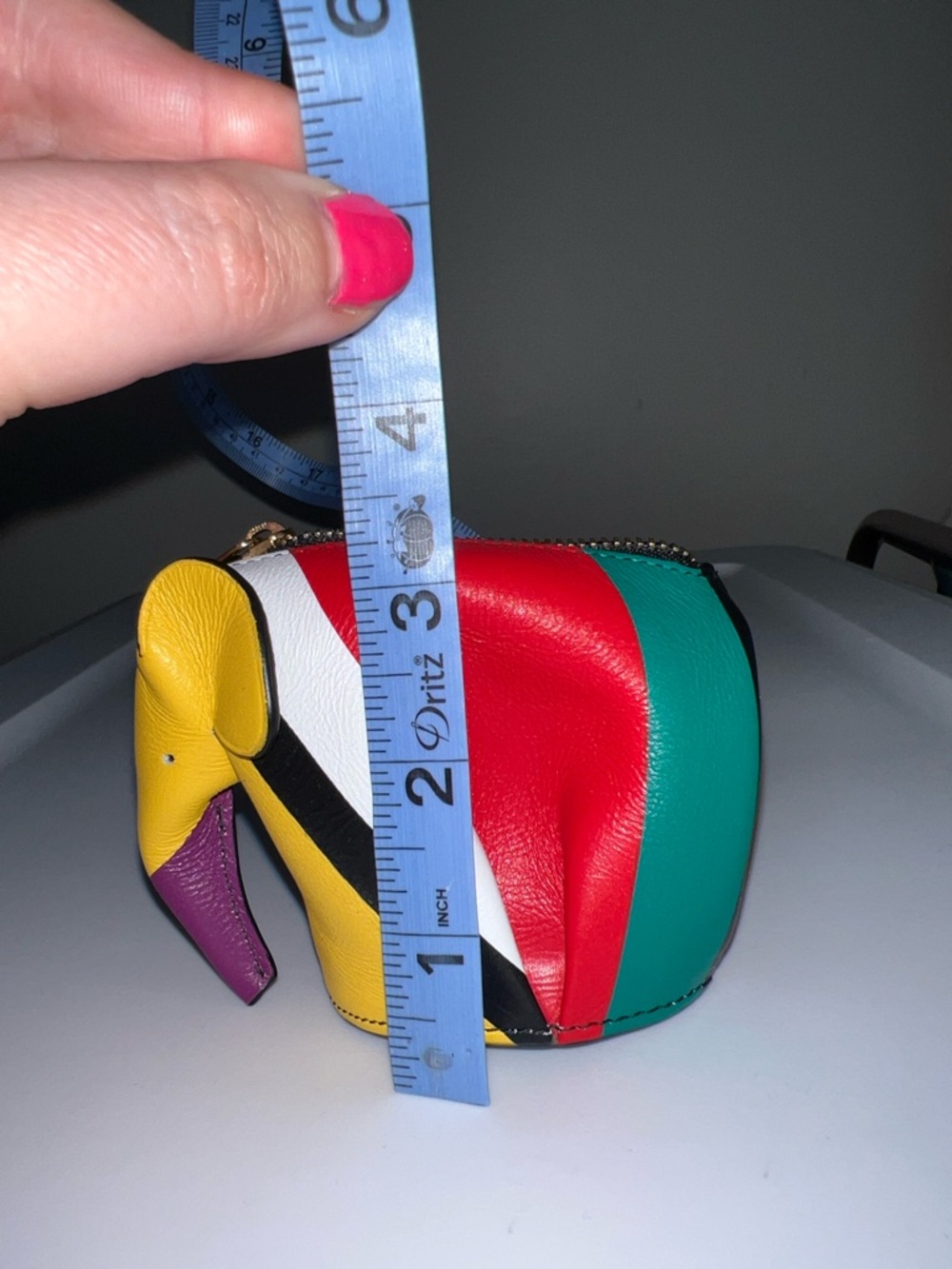RARE Loewe Elephant Coin Purse Keychain- Multicolor Calfskin Leather - Picture 7 of 8